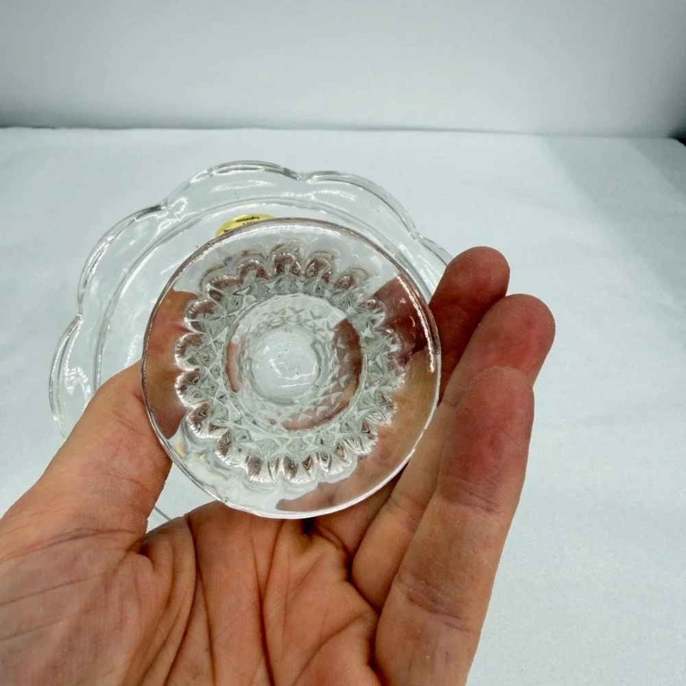 VTG 24% Lead Crystal Candle Holders Blarney Scalloped w/ Box Pair 3in Elegant